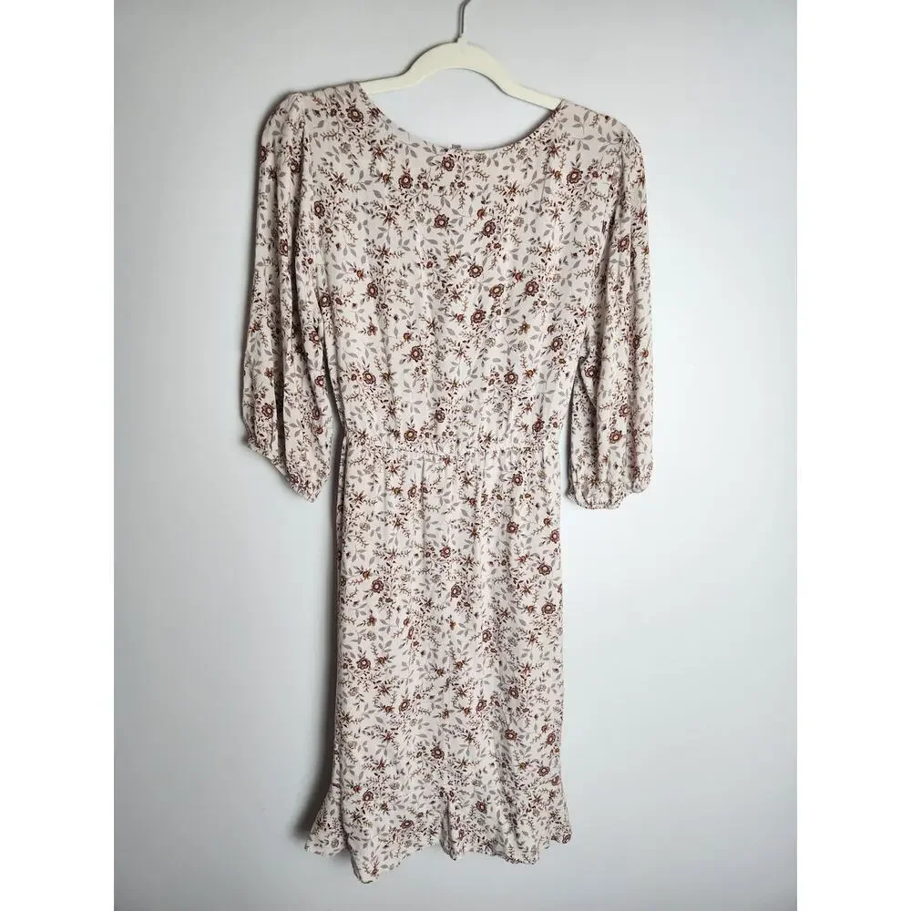 Naif Floral faux wrap Ruffled dress sz L cottagecore boho floral Prairie - Picture 4 of 10